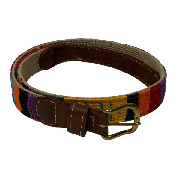 A Tail We Could Wag Cotton & Leather Belt Handmade Guatemalan Cotton Weave - Picture 1 of 16